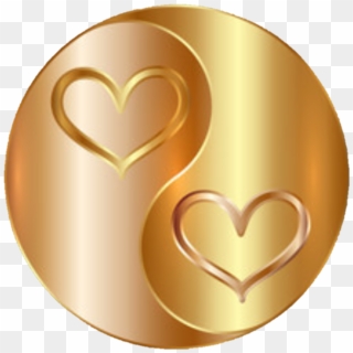 #yinyang #golden #gold #hearts - Love Heart Yin Yang, HD Png Download
