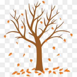 Fall Tree Clip Art With Fallin Clipart Transparent - Tree With Leaves Falling Off, HD Png Download