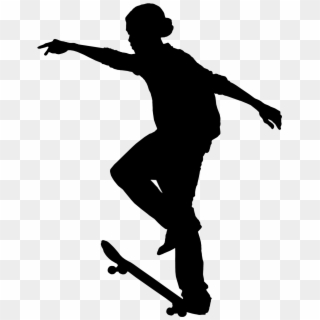 Skateboarding Black & White - Silhouette Skateboarder Png, Transparent Png
