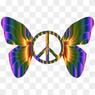 Peace Symbol With Wings Butterfly, HD Png Download