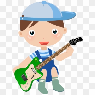 Guitar Boy Playing Clipart Baby With Cartoon Transparent - Baby With Guitar Cartoon, HD Png Download