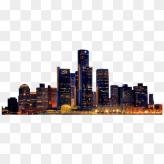 Detroit New York City Skyline Youtube - Night City Building Png, Transparent Png