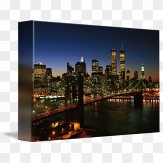 Brooklyn Skyline Png - Night New York City Skyline With Twin Towers, Transparent Png