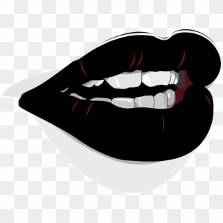 Mouth Lips Lipstick Black Beauty Girl Fashion - Black Glossy Lipstick Free Clipart, HD Png Download