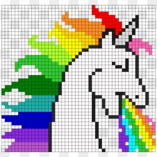 Rainbow Puking Unicorn Perler Bead Pattern / Bead Sprite - Unicorn Pixel Art Grid, HD Png Download