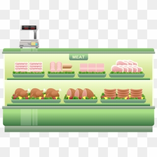 Free Illustration Meat Counter Supermarket Shelf Image - 売り場 スーパー の イラスト, HD Png Download