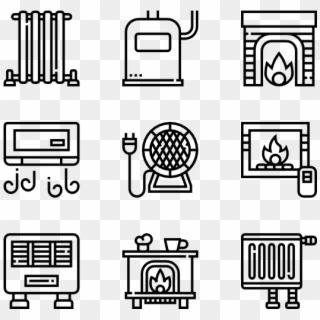 Heater And Fireplaces - Building Outline Icon Png, Transparent Png
