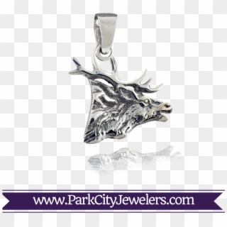 Sterling Silver Elk Head Pendant, HD Png Download