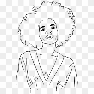 Illustration Of A Woman With Curly Hair - Line Art, HD Png Download