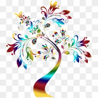 Colorful Floral Design Png - Transparent Tree Clipart Black And White, Png Download
