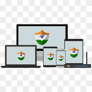 An Array Of Devices Each With An Indian Flag Shield - Uk Vpn, HD Png Download
