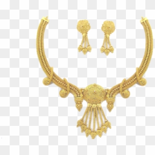 Jewellery Png Free Download - Golden Earring And Necklace, Transparent Png