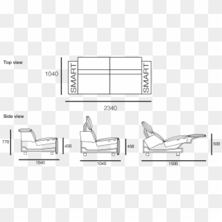 View All Configurations - Sofa Side View Drawing, HD Png Download