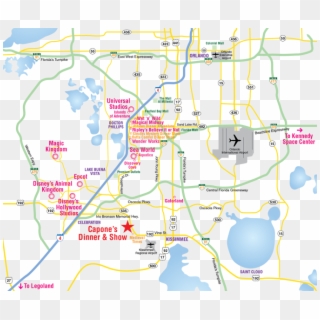Attractions Map Orlando Area Theme Park Map Alcapones - Map Of Orlando Theme Parks, HD Png Download