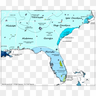 Florida, Tennessee, Alabama, Georgia, North & South - Map, HD Png Download