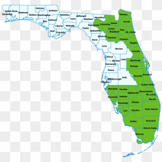 Florida Counties And Territories - Florida Power And Light Map, HD Png Download