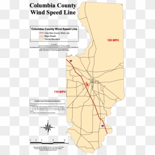 Here's The Official Wind Zone Map For Columbia County - Map Of Columbia County Florida, HD Png Download