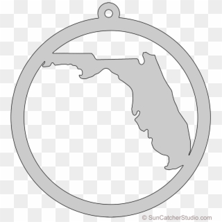 Florida Map Circle Free Scroll Saw Pattern Shape State - Circle, HD Png Download
