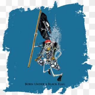 Skeleton Holding Pirate Flag T-shirt - Sea Dog Wiggle Lure Shirt, HD Png Download