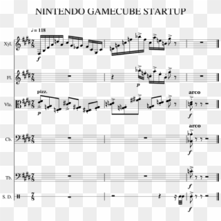 Nintendo Gamecube Startup Sheet Music For Flute, Percussion, - Gamecube Startup Piano Sheet Music, HD Png Download