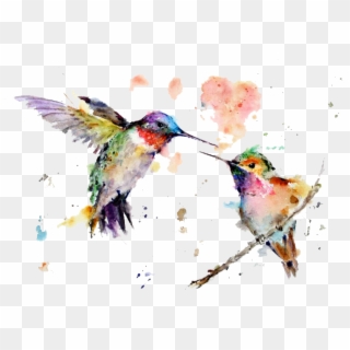 Watercolor Art Painting Drawing Hummingbird Free Transparent - 2 Hummingbird, HD Png Download