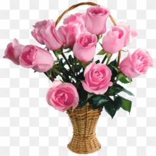 Transparent Pink Roses Basket Png Picture - Pink Rose Flower Basket, Png Download
