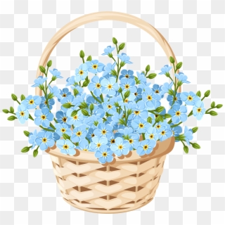 Basket With Flowers Clipart, HD Png Download