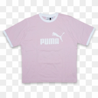 Vintage Puma Logo Print Ringer T-shirt Pink/white - Active Shirt, HD Png Download