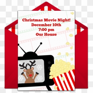 Christmas Movie Night Online Invitation - Cartoon, HD Png Download