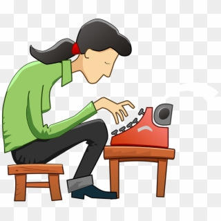How To Write Thank You Emails After An Interview - Girl Using Typewriter In Clipart, HD Png Download