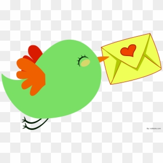 Small Bird Flying With Love Letter - Bird With Love Letter, HD Png Download