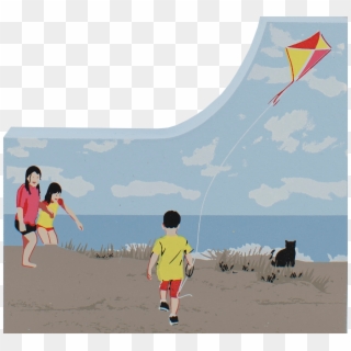 Children Flying Kite, HD Png Download