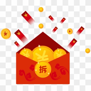 Red Envelope New Year Floating Paying Png And Vector, Transparent Png