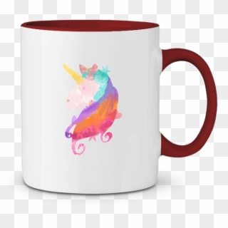 Two-tone Ceramic Mug Watercolor Unicorn Pinkglitter - Mug, HD Png Download