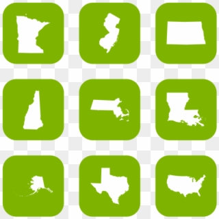 States Icon In Style Flat Rounded Square White On Green - Rosslare Control De Acceso, HD Png Download