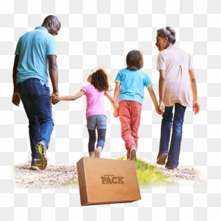Two Adults Walking Hand In Hand With Two Children Along - Family, HD Png Download
