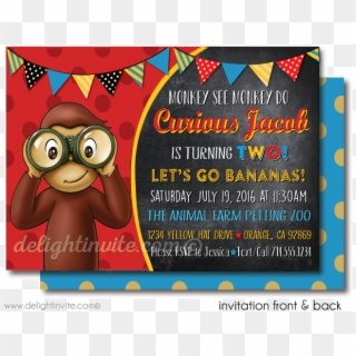 Curious George Printable Birthday Invitation - Curious George Printable Invitation, HD Png Download