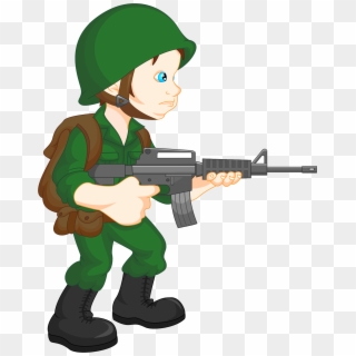 Clip Art Free Soldier Clip Art Heavily Armed Soldiers - Army Soldier Cartoon, HD Png Download