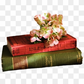 Books,book Stack,deco, - Book Flower Wallpaper Iphone, HD Png Download
