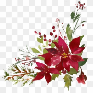 Poinsettia Clipart Flourishes - Watercolor Christmas Flower Png, Transparent Png