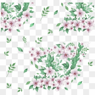 Beautiful Floral Flowers With Green Leaf Vector Png - Png ใบไม้ ดอกไม้, Transparent Png