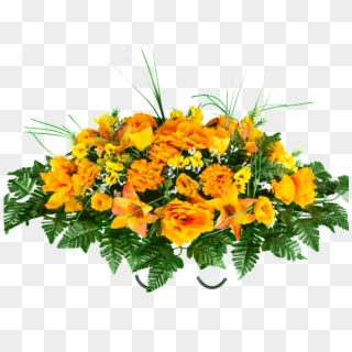 Orange Roses With Lilies And Carnations - Rose Yellow Orange Png, Transparent Png