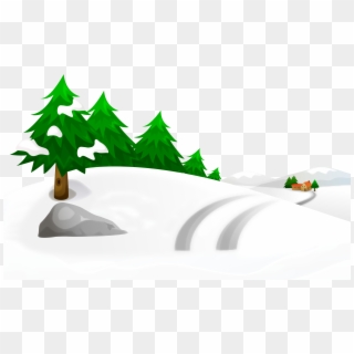 Snowy Winter Ground With Trees And House Png Clipart - Snow Clipart Winter Png, Transparent Png