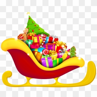 Christmas Red Sled With Presents Png Picture - Christmas Sled Clipart, Transparent Png