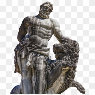 Statue, Hercules, Lion, Figure, Sculpture, Naked - Statue Hercule Et Lion, HD Png Download