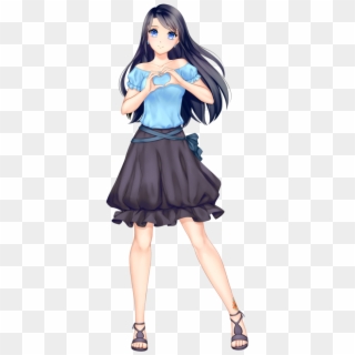 Anime Girl With Black Hair Long Hair Himari Kobayashi - Anime Girl Png With Black Hair, Transparent Png