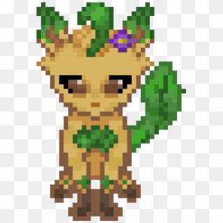 Leafeon With A Purple Flower - Cartoon, HD Png Download