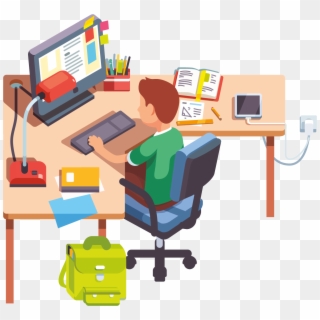 Contact Kajeet To Get Started - Studying At Home Cartoon, HD Png Download