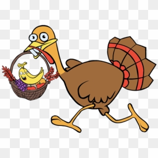 Clip Art Thanksgiving Turkey Fruit Basket Running - Running Turkey Clipart Png, Transparent Png