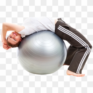 Download Young Woman Doing Exercises With Fitness Ball - Fitness Ball Png, Transparent Png